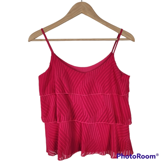 Anthropologie Tops - NWT Amadi Anthropologie Hot Pink Tiered Ruffle Tank Camisole Top Sz XS